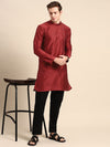 Anouk Men Red Geometric Embroidered Cotton Silk Kurta