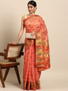 Silk Land Pink & Gold-Toned Zari Banarasi Saree