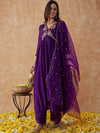 Sangria Printed Flared Sleeves Kurta & Trousers With Dupatta