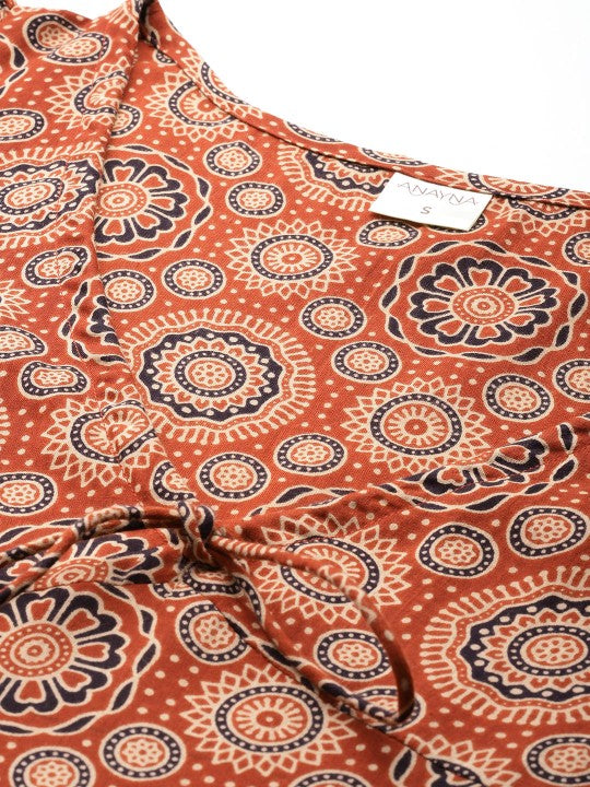 anayna Women Ethnic Motifs Printed A-Line Maxi Dress