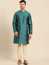 Amodh by Kisah Men Green Kurta (Set of 2)