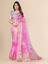 Fabmora Abstract Printed Zari Organza Saree