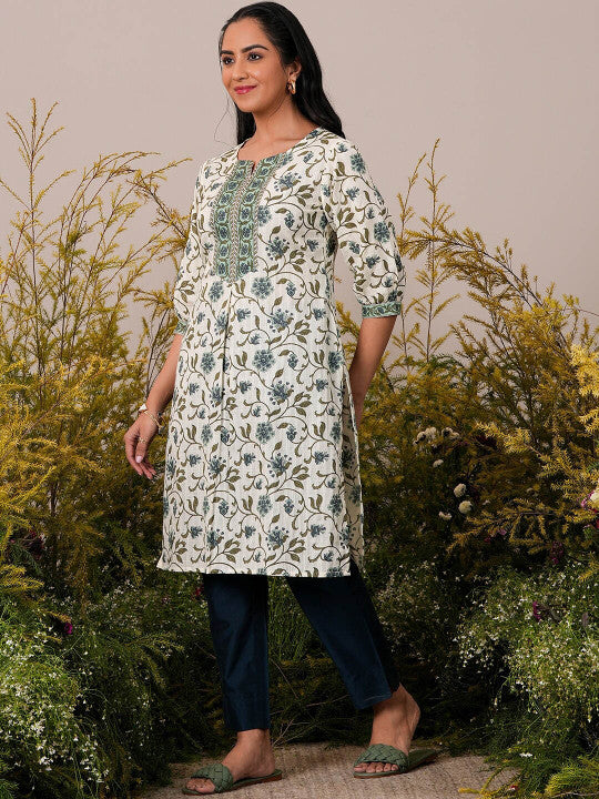 Floral Printed Straight Kurta