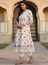 Juniper Off White Floral Printed Panelled Sequinned Pure Cotton Kurta with Trousers