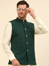 Anouk Olive Green Embroidered Sequinned Nehru Jacket