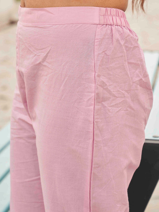 Tikhi Imli Embroidered Empire Pure Cotton Kurta With Trousers & Dupatta