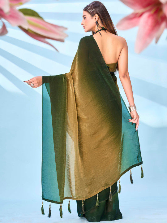 Ombre Satin Designer Saree
