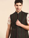 Anouk Men Black Woven Design Nehru Jacket