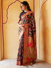 Janasya Floral Woven Design Zari Chanderi Saree