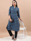 Vishudh Geometric Printed Mandarin Collar Straight Regular Kurta