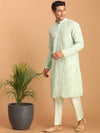 Vastramay Chevron Embroidered Mirror Work Kurta with Pyjamas