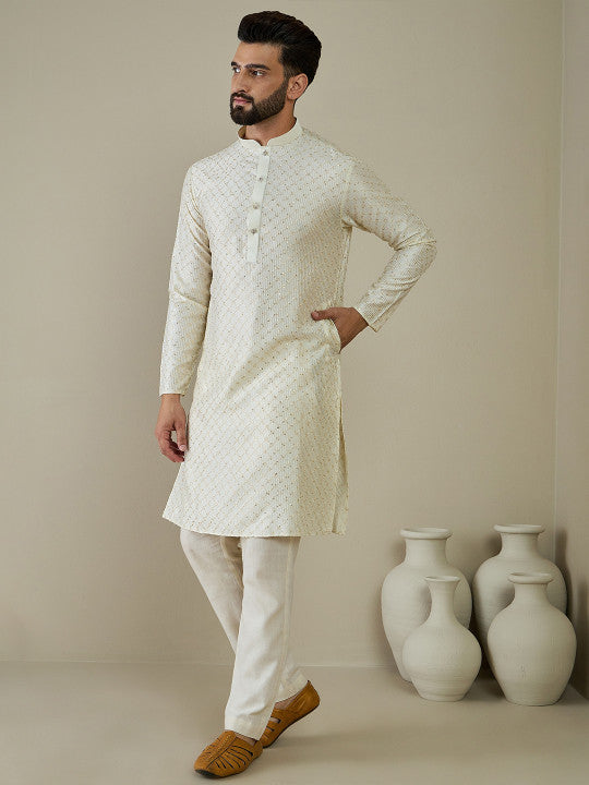 Anouk Men Ethnic Motifs Embellished Thread Work Kurta