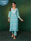 Likha Sky Blue Jaipuri Printed Naira Cut Co-ord Set LIKSKD142 (Set of 2)