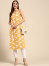 Anayna Women Yellow & White Pure Cotton Floral Printed Floral Kurta