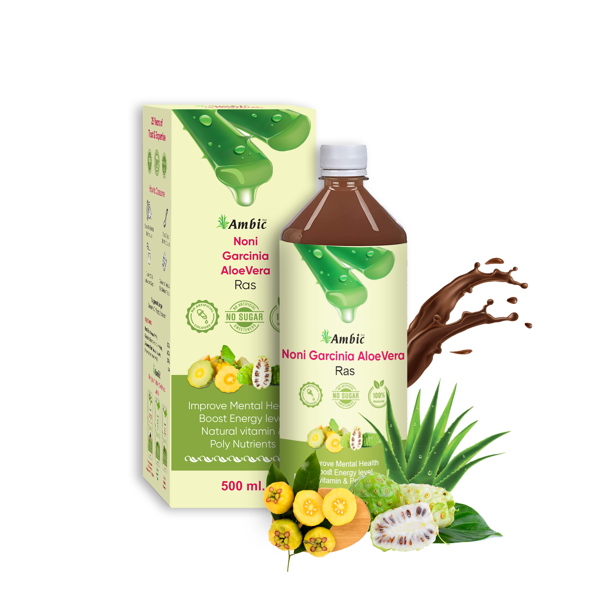 Ambic Noni Garcinia Aloe Vera Juice  500 ml - Swadesii