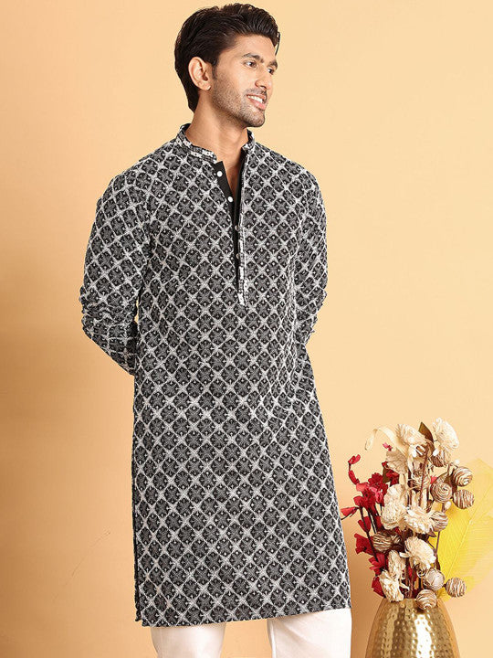 Anouk Men Floral Embroidered Sequinned Kurta