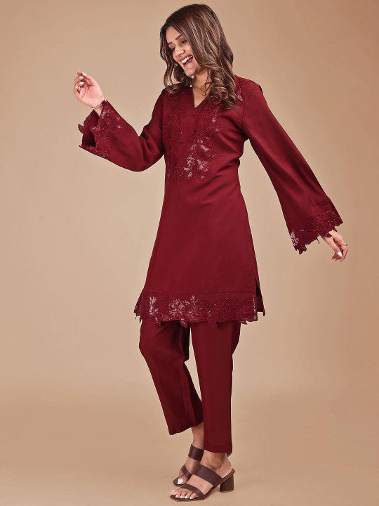 Tikhi Imli Embroidered Tunic With Trousers Co-Ords
