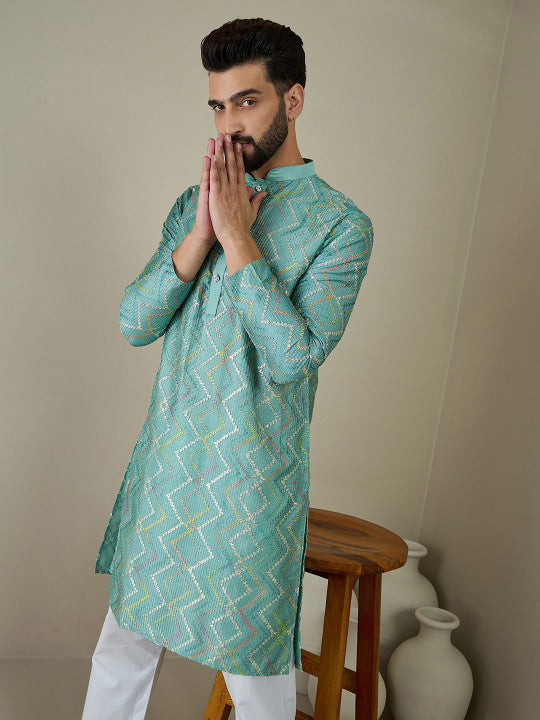 Anouk Men Ethnic Motifs Embroidered Thread Work Kurta
