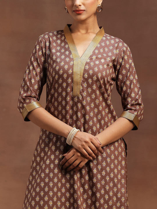 Libas Floral Printed Straight Gotta Patti Pure Cotton Kurta with Salwar & Dupatta