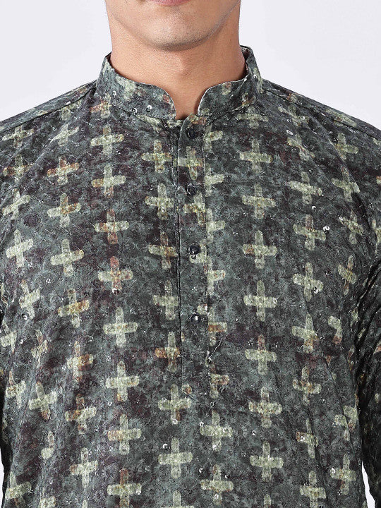 Men Ethnic Printed Mandarin Collar Kurta