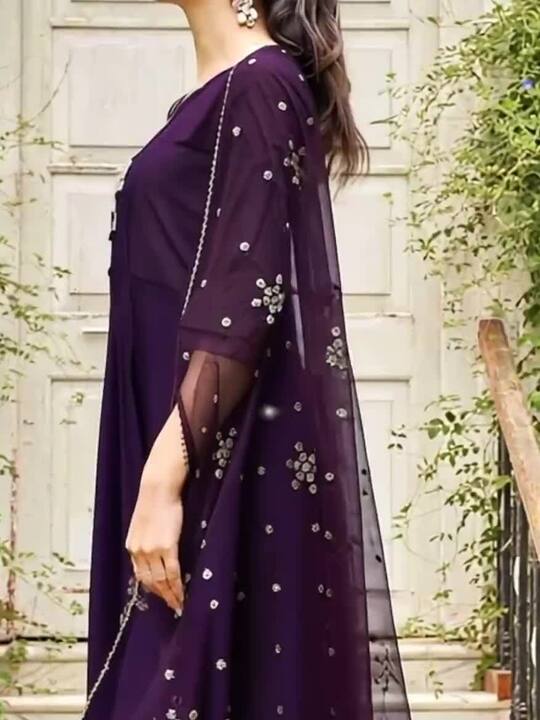 Tikhi Imli Round Neck Anarkali Kurta with Trousers & Dupatta