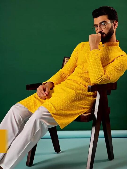 Anouk Geometric Embroidered Mandarin Collar Sequinned Straight Kurta