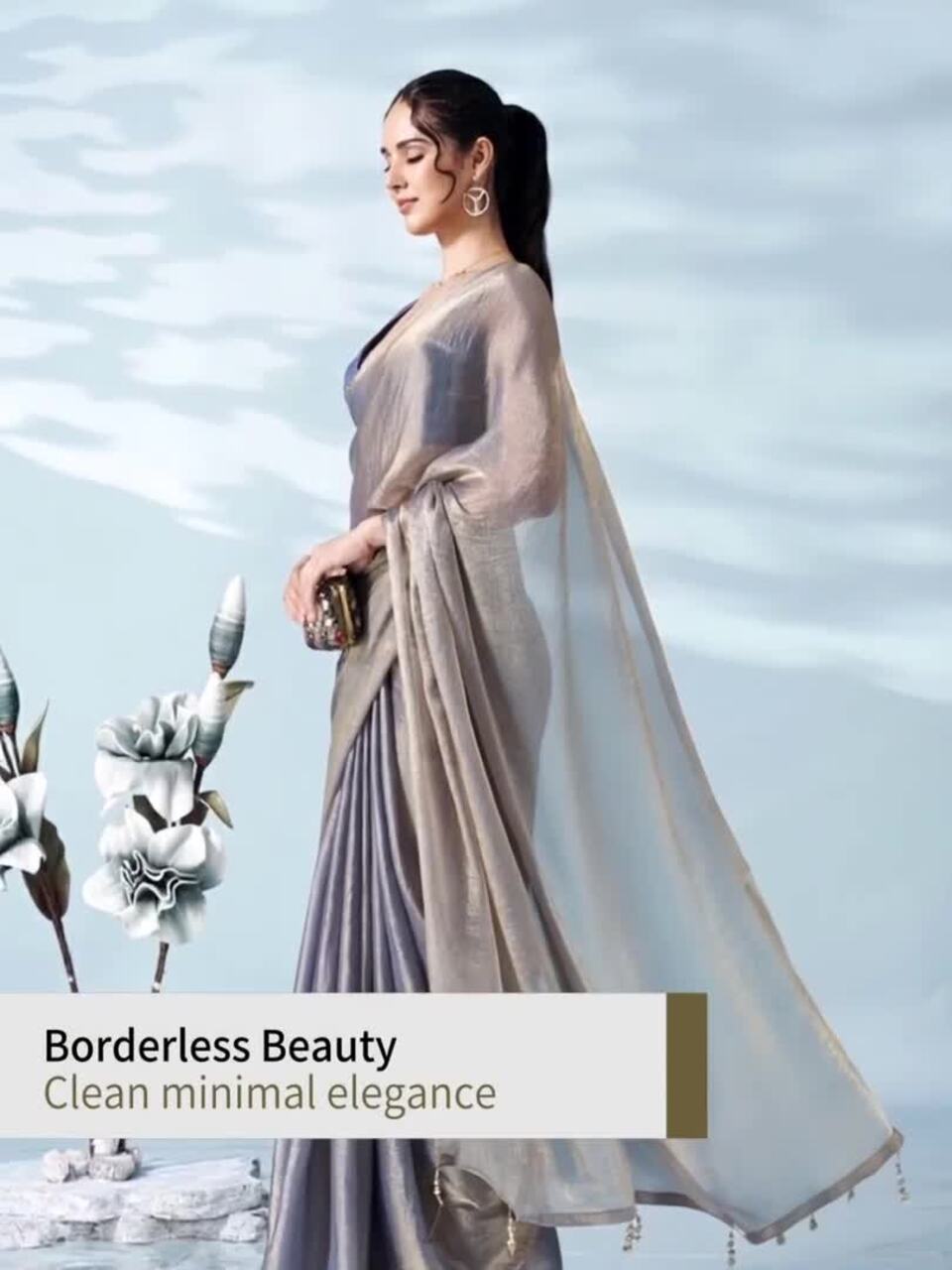 Tikhi Imli Two Tone Poly Chiffon Saree