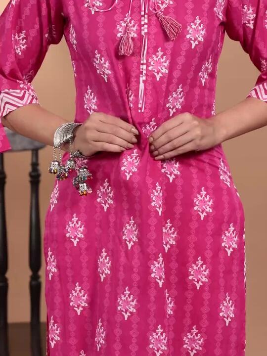 Libas Printed Regular Pure Cotton Kurta with Trousers & With Dupatta