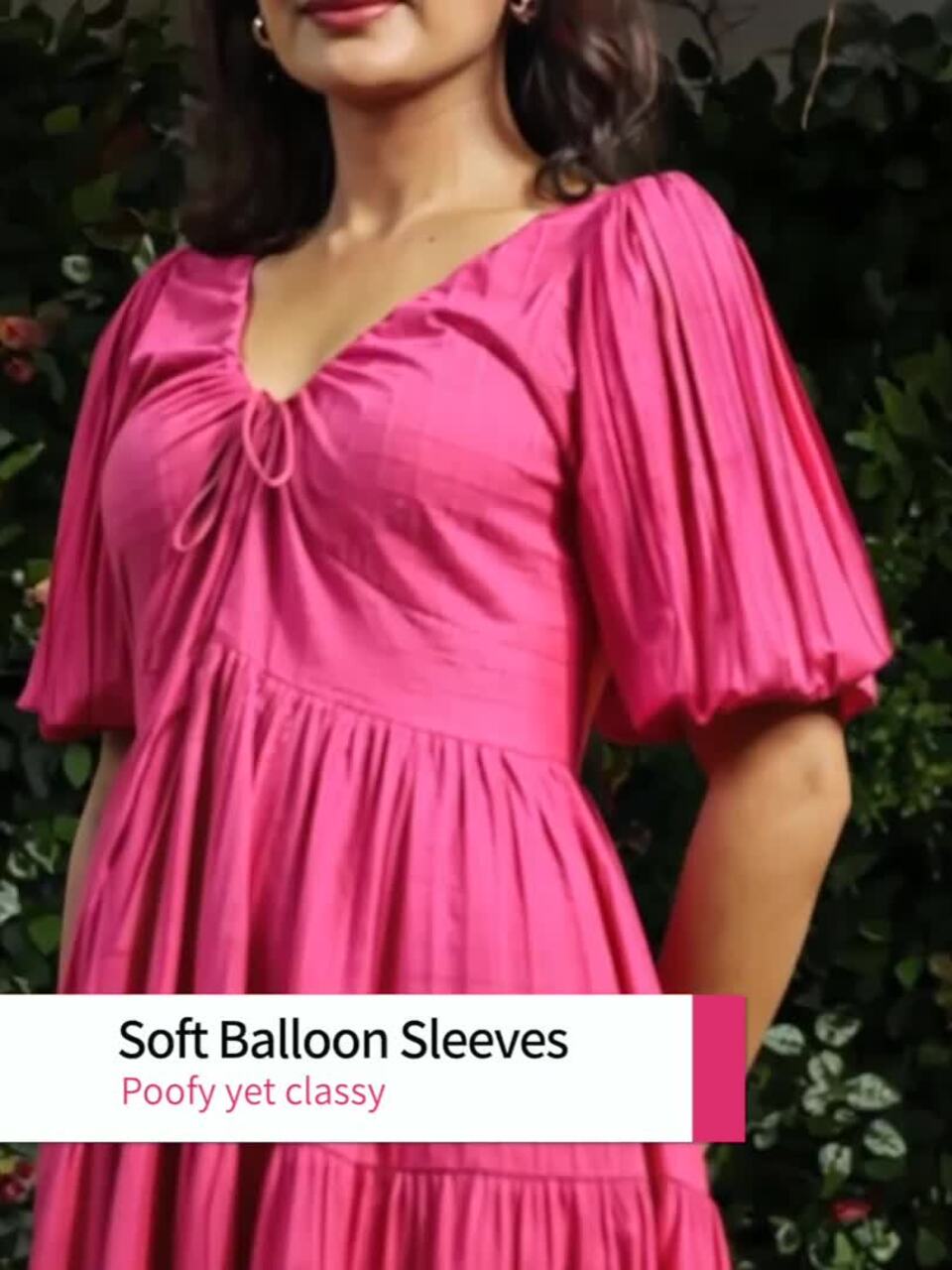 anayna Women Checked Cotton Fit & Flare Maxi Dresses