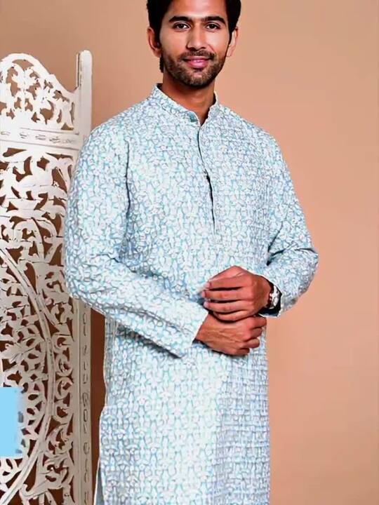 Anouk Men Floral Printed Sequinned Floral Kurta
