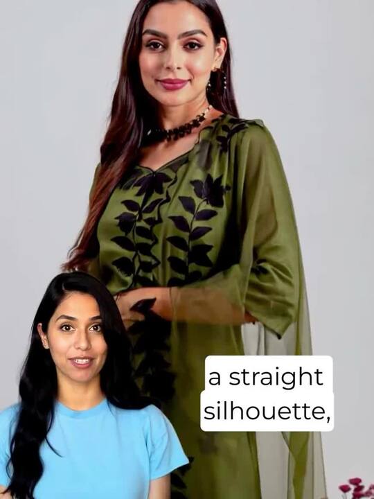 Tikhi Imli Olive Green Floral Embroidered Straight Kurta With Trousers & Dupatta