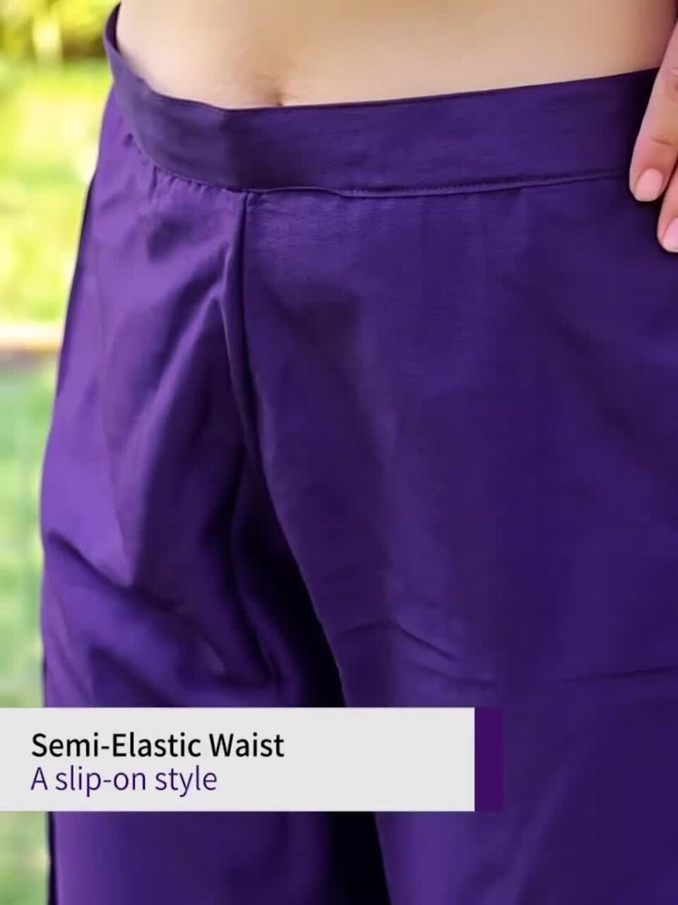 Purple Embroidered Regular Straight Kurta with Trousers & Dupatta