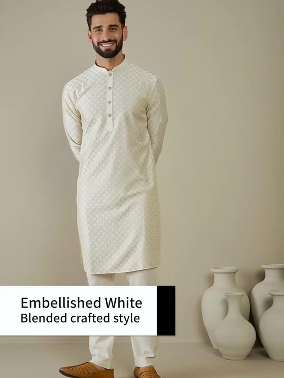 Anouk Men Ethnic Motifs Embellished Thread Work Kurta