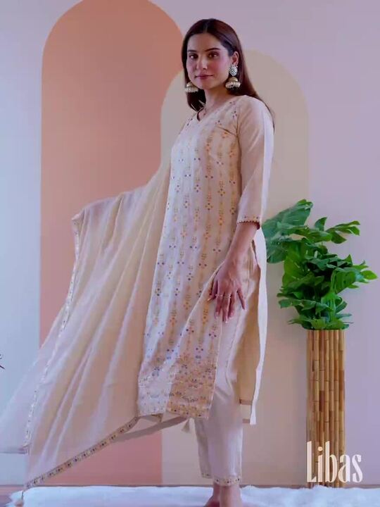 Libas Women Ethnic Motifs Regular Kurta with Trousers & Dupatta