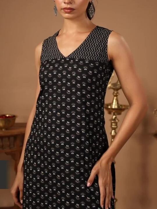 anayna Ethnic Motifs Printed Pure Cotton Kurta with Trousers