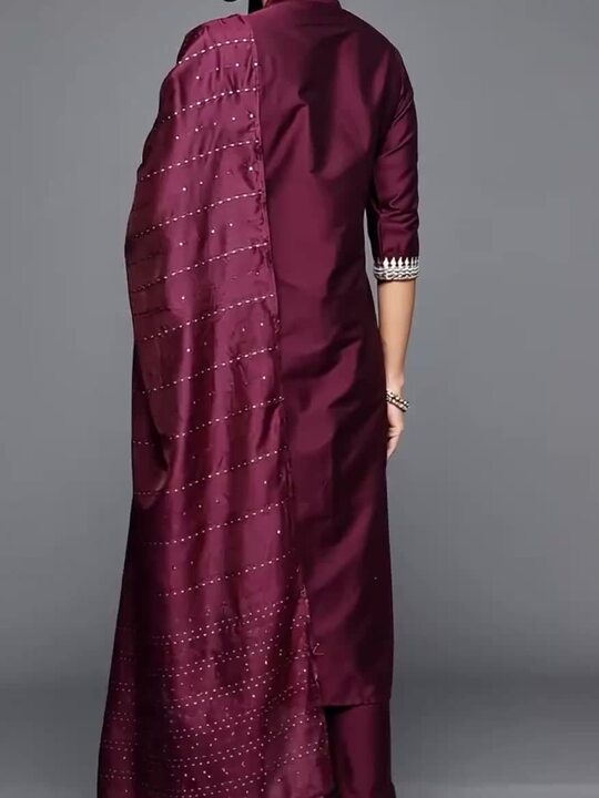 Libas Women Ethnic Motifs Embroidered Regular Sequinned Kurta with Trousers & With Dupatta