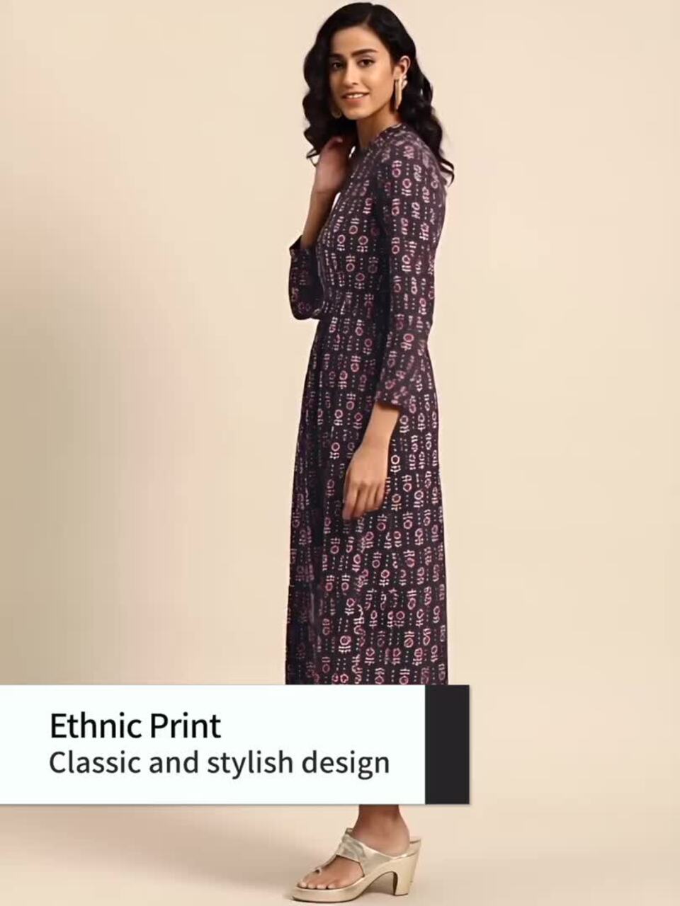 anayna Women Ethnic Motifs Printed Maxi Dress