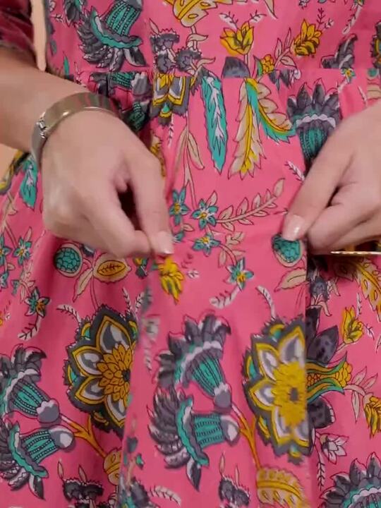 Libas Floral Printed Keyhole Neck Gotta Patti Anarkali Kurta With Palazzos & Dupatta