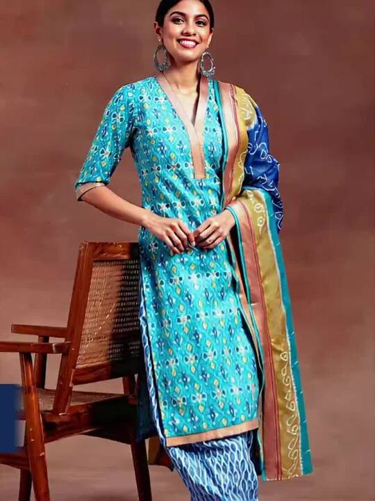 Libas Ethnic Motifs Printed Gotta Patti Pure Cotton Kurta with Salwar & Dupatta