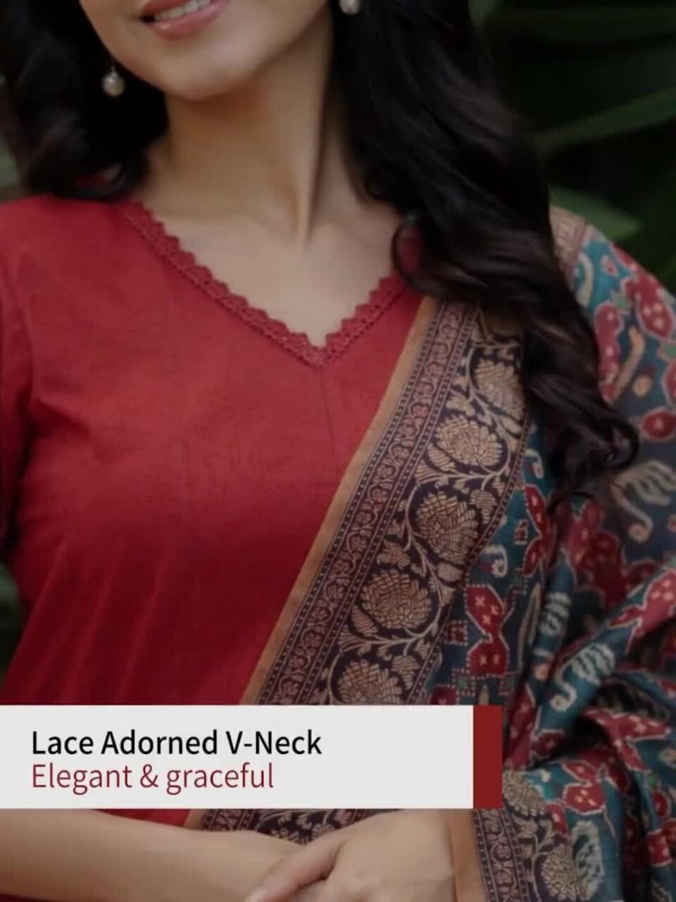 anayna Women Panelled Pure Cotton Kurta with Trousers & With Dupatta