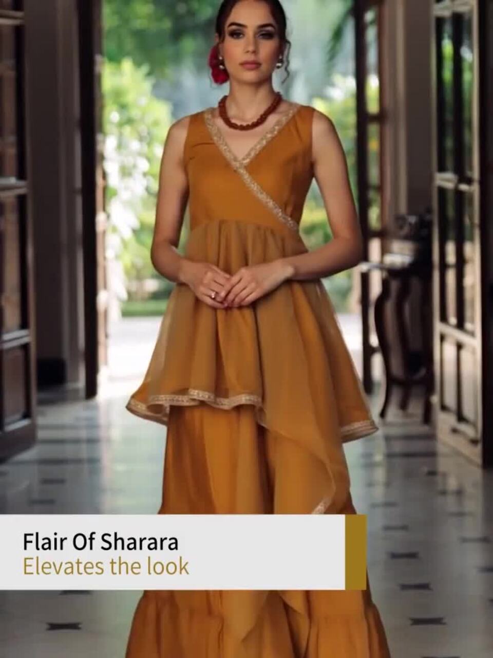 anayna Women Embroidered Angrakha Kurta with Sharara & With Dupatta