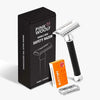 Pink Woolf Safety Razor OC70 | Open Comb | Chrome & Black | Double Edge Safety Razor