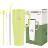 House of Quirk 1200ML Tumbler with Handle and 2 Straw Flip Lid - Lime