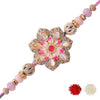 Voylla Meenakari Kundan Embellished Pink Floral Enamel Work Rakhi