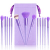 GLUN 13 Piece Set Metallic Purple Colour Travel Makeup Brushes with Cloth Bag