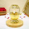 Ekhasa Pure Brass Akhand Jyot Diya with Adjustable Bati Knob Wick Lifting Screw Lever Glass Cover Medium