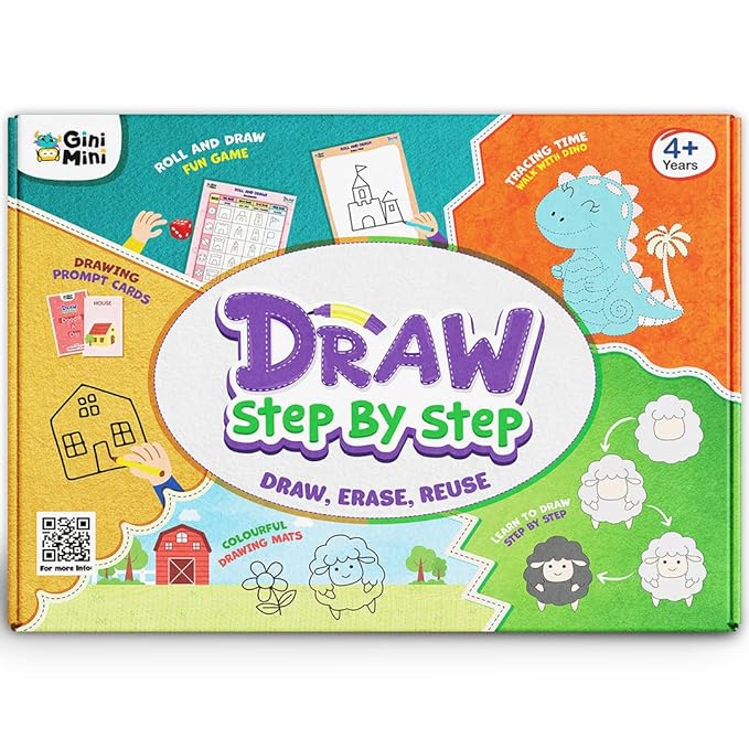 GiniMini Draw Step by Step Kit for Kids 4+ Learn to Draw with 60+ Shap ...