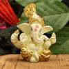 Ganesha Idol Terracotta Gold Plated Ganesh Statue Golden 8x6cm Type 4
