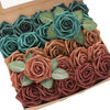 Artificial Flowers Shades of 1970's Roses 25pcs Real Looking Fake Roses w/Stem