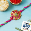 eCraftIndia Beautiful Pink Flower Designer Rakhi for Brother